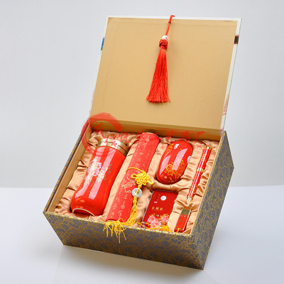 【古典陶瓷礼品套装 山水画文化陶瓷保温杯 会议礼品新产品】价格_厂家_图片 -